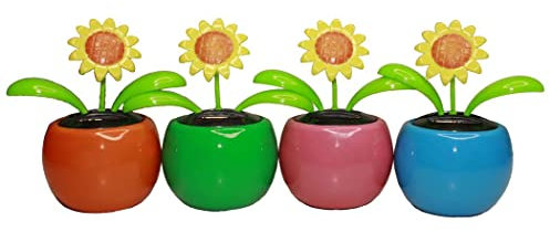 HAAC 4er Set Solar Wackelblume Blume Motiv Sonnenblume gelb