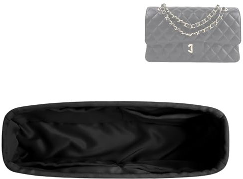 DGAZ Taschen Organizer für Chanel CF Classic Flap, Seide Handtaschenorganisator Damen, Leicht handtaschen Innentaschen (Schwarz, Jumbo 30)