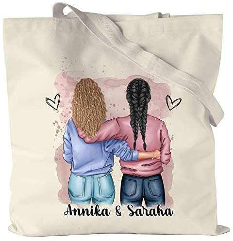Kiddle-Design Beste Freundin Jutebeutel Personalisiert Name Geschenk Geburtstag Freundschaft Best Friend Freundinnen-Geschenk selbst gestalten