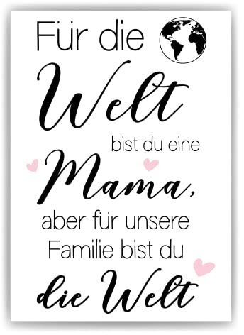 Tigerlino® Mama DIN A4 Poster Danksagung Kunstdruck Muttertag Geschenk Dankeschön Beste Mutter Wandbild Mama Geburtstag Weihnachten (ohne Rahmen)