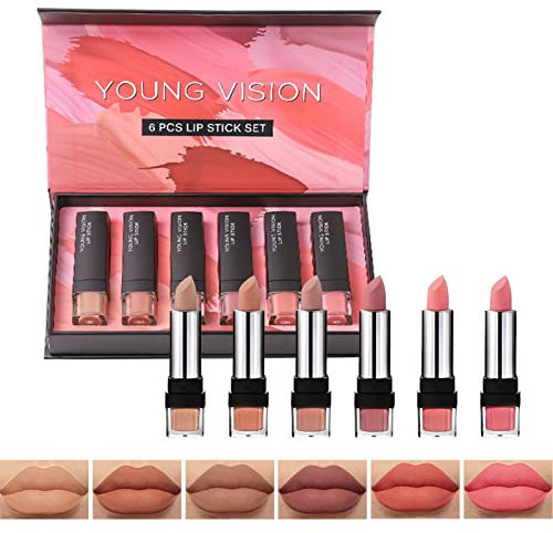 Joyeee 6-teiliges Matte Lippenstift Set, Wasserdicht, Vegan, Langlebig, Make-Up, Lippenstift 24 Stunden Halt