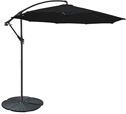 Green Bay 3m Cantilever Banana Parasol Hanging Parasol with Crank Handle Black + Parasol Base
