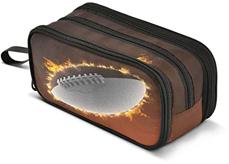 ZAZYXTJ American Football Federmäppchen mit großem Fassungsvermögen, 3 Fächer, Stifteetui, Aufbewahrung, Leinwand, Make-up-Tasche für Schule, Büro, Teenager, Mädchen, Jungen, Männer, Frauen