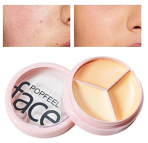 Concealer-Palette - Dreifarbiger Concealer zum Abdecken von Akne, dunklen Augenringen,Koreanischer Farbkorrektor für wasserfeste Abdeckung, korrigiert Augenringe, rote Flecken, Narben