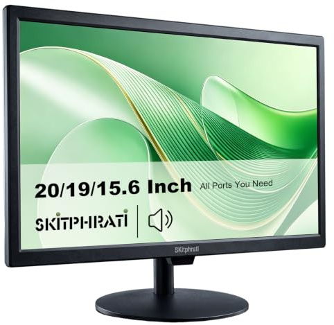 SKitphrati 15.6 Inch Small PC Monitor, 1366x768 Screen Desktop Monitor with HDMI VGA BNC Ports, VESA Mounting, LED Monitor for PC, Laptop and Computer, Built in Speaker