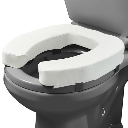 Lunderg Toilet Seat Riser for Seniors - Adds 2 inches. Universal Fit - Raised Toilet Seat Cushion with High-Density Foam for enhanced Comfort & Elevation. Easy to Clean. Post-Surgery Must have (White)