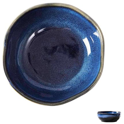 TYMYYS Piccola zuppiera blu, zuppiera in ceramica da 400 ml, ciotola per dessert, ciotola per gelato, ciotola per cereali, stoviglie vintage in gres, 14,5x14,5x5,2 cm