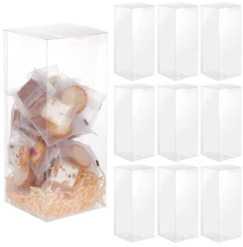 BENECREAT 10 Stück PVC-Aufbewahrungsbox, 10x10x25 cm Große Geschenkverpackungen, Rechteckige Plastikboxen Für Hochzeit, Valentinstag, Geschenkverpackung Für Geburtstagsfeiern