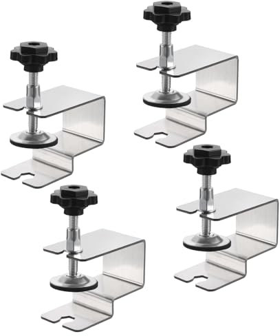 sourcing map Serre-Joints d'Installation de Façade de Tiroir, Serre-Joints Pliés Longs en Acier Inoxydable pour Tables et Bureaux, 4 Pièces