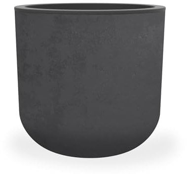 EDA - Pot Rond 50 cm Basalt'Up 67 L - Décor Imitation Béton - Simple Paroi - Zone de Rétention d'eau - Ø 48,5 x H.46,2 cm - Gris Anthracite