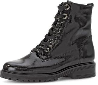 Gabor Damen Schnürstiefeletten, Frauen Stiefeletten,Komfortable Mehrweite (H),Kurzstiefel,uebergangsschuhe,schwarz (Mic/Gold),41 EU / 7.5 UK