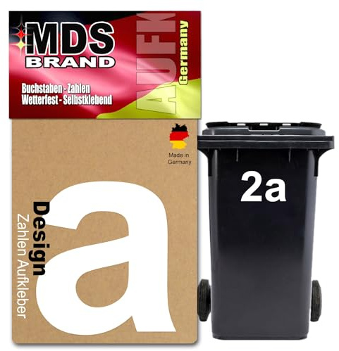 Prime Design 15cm Buchstaben Aufkleber | Selbstklebende hausnummern zum aufkleben | Klebezahlen für Mülltonne, Briefkasten & Hausnummer | Optimal für Außen & Innen, klebeziffer sind Weiss (a, 15cm)