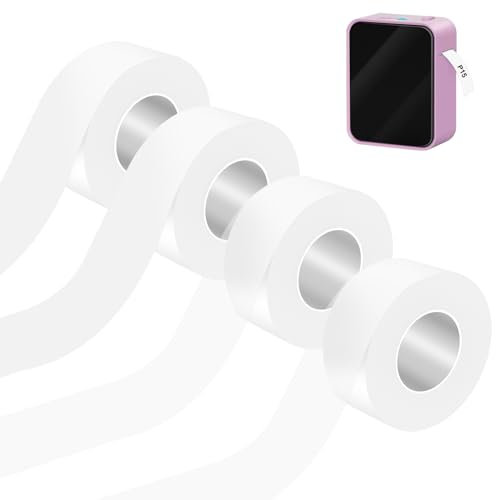 POFIBO Thermo Etikettenband - 4 Rollen 15mm*4m Thermodrucker Etiketten Selbstklebend Etikettendrucker Wasserfeste Etiketten Thermo Etiketten Rolle Label Tape Drucken Sie Barcode,Name,Datum,Preis usw