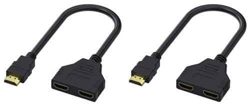Powice HDMI Splitter 1 in 2 Out - Adapter und Verteiler für 2 Monitore Gleichzeitig - Geeignet für HDTV und Monitore