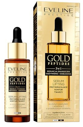 Eveline Cosmetics - Gold Peptides Serum zur Gesichtsstraffung, Anti Falten & Lifting, Anti Aging Serum, Serum Anti Aging Gesicht, Gegen Falten und Linien, Hautpflege Serum - 30ml