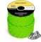 BROTREE Tent Guy Rope 5mm 30m Reflective Guy Line Heavy Duty Guide Rope with 6Pcs Aluminum Tensioners for Tent Gazebo Awning Camping (Neon Green)