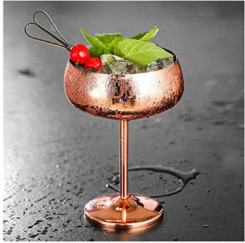 ULPUDFAO Verre À Vin Chic 304 en Acier Inoxydable Cocktail Glass 1PC Rose Cocktail Juice Boisson Vin Champagne Gobelet Parti Barware Outils de Cuisine 1PCS Verre À Vin Rouge(Rose Gold)