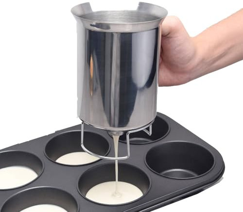 Stainless Steel Pancake Dispenser, Handheld Large Capacity Cupcake Batter Dispenser Waffle Mix Dispenser Pancake Mix Container Pancake Dropper for DIY Baking