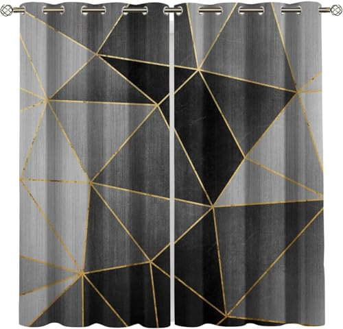 2 Stück Schlafzimmer Gardinen Lichtundurchlässig Bunte Abstrakte Geometrie 140 (B) X 160 (H) cm Verdunkelungsvorhang Mit Ösen Für Schlafzimmer Raum Abdunkeln Fenster Vorhänge Blickdicht 9426351359818