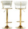 BAKAJI Set 2 Sgabelli da Cucina con Rivestimento in Velluto e Schienale Intrecciato e Altezza Regolabile, Sedie da Bar, Ristorante, Struttura Girevole in Oro con Poggiapiedi, Design Moderno (Beige)