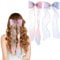 Dimeho Colorful Ribbon 2 PCS Princess Bows Hair Barrettes with Pearl Tassels Lace Clip Hair Accessories for Girls, Teens, and Women (Purple + blue/gradient)