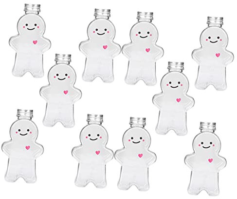 KONTONTY 10st Weihnachtliche Trinkflasche Nachfüllbare Saftflaschen Lebkuchenmann-saftflaschen Schöne Milchflasche Getränkeflaschen Süßigkeitenflasche Partysaftflaschen Das Haustier