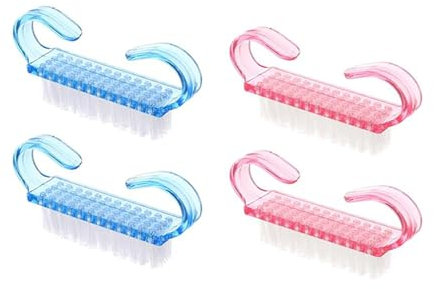 Nail Brushes - 4pcs Nail Cleaning Brush - Plastic Handle Nail Finger Tip Scrubbing Brushes - Fingernail Brush with Soft Bristles Nail Manicure Dust Brush,Handle Grip Nail Brush for Nail,Home&Salon Use
