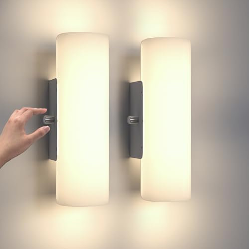 ChangM LED Wandleuchte Innen 12W Moderne Wandleuchte mit Schalter Acry LED Wandlampe Dimmbar der Drehschalter Warmweiß 2700K für Flur Wohnzimmer Schlafzimmer und Andere Innenszenen 2 Pack