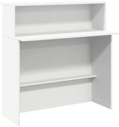 vidaXL Empfangstheke Weiß 100x50x103,5 cm Holzwerkstoff, Empfangstresen, Salon Empfangstheke, Kassentheke, Empfangstisch, Büro Empfangstheke