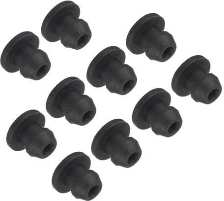TOP-VIGOR 10Pcs Silicone Snap in Locking Hole Plugs, 5mm Diameter Hole Stoppers, Rubber Panel Seal Cover Flush Type Panel Round for Kitchen Rubber Bulkheads Waterproof Sealing Plugs, Black