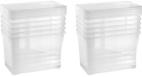 Gardissimo 10 er Set Aufbewahrungsbox mit Deckel 20 Liter, Kunststoff Boxen Stapelboxen Plastik, MADE IN GERMANY, Klick-Verschluss