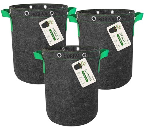 NORiVA 9L Pflanzsack 3er Set – Stofftopf & Growbag aus Filz-Vlies | Pflanzbeutel für Tomaten, Kräuter, Gemüse | Balkon, Terrasse & Garten