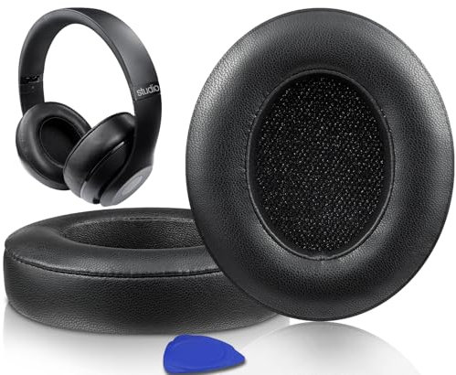 SoloWIT Lambskin Replacement Ear Pads Cushions for Beats Studio 2 & Studio 3 Wired & Wireless Headphones, Earpads with Noise Isolation Memory Foam, Added Thickness - Black