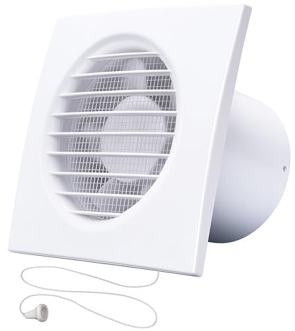 Blauberg 100mm (4) Extractor Fan with Pull Cord – Quiet Bathroom Ventilation for Wall/Ceiling – Easy Manual Control for Kitchen, Toilet & Wet Room – IP34 Rated, White
