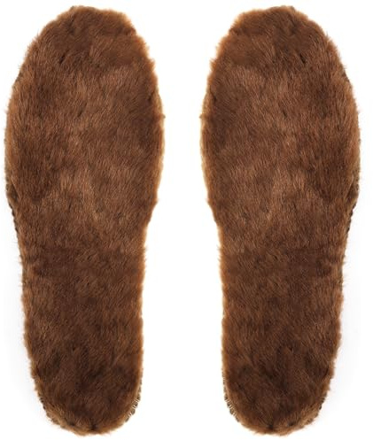 7STROBBS Lammfell Einlegesohlen Winter Warme Einlagen für Damen Herren, Echte Schaffell Sohlen Weiche Thermo Dick Schuheinlagen für Gummistiefel, Hausschuhe und Arbeitsschuhe, Braun, 38EU