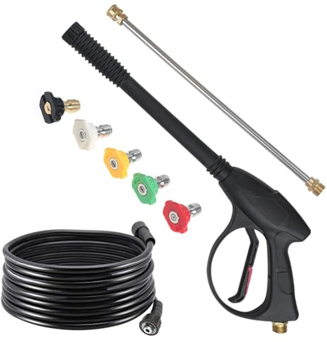 Hochdruckreiniger-Pistole, 40 MPa, 5800 PSI, Hochdruck-Reinigungsgerät mit 66 cm M22-Schlauch, 5 Düsenspitzen für die Reinigung von Auto, Haus, Wand, Bodenfliesen, ABS, Messing,