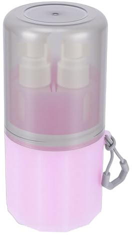ZJchao Bouteilles de Voyage de 55 Ml, Bouteille à Pompe Rechargeable Anti-fuite Approuvée par la TSA avec Couvercle Anti-déversement et Boîte de Rangement à Ventouse en Silicone pour (Rosâtre)