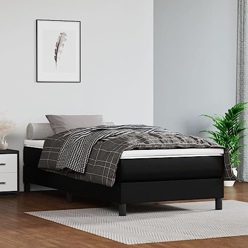Lumanois Boxspringbett mit Matratze Schwarz 90x190 cm Kunstleder,36.3kg,3144231