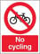 V Safety No Cycling Sign - 150mm x 200mm - Self Adhesive Vinyl
