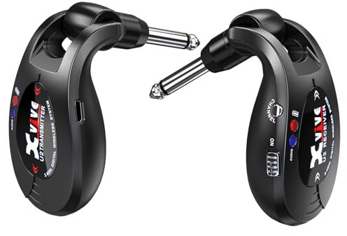 Xvive U2 Wireless Digital Transmitter/Receiver System for Guitar, Bass and Other Instruments, Rechargeable, 2.4 GHz Black