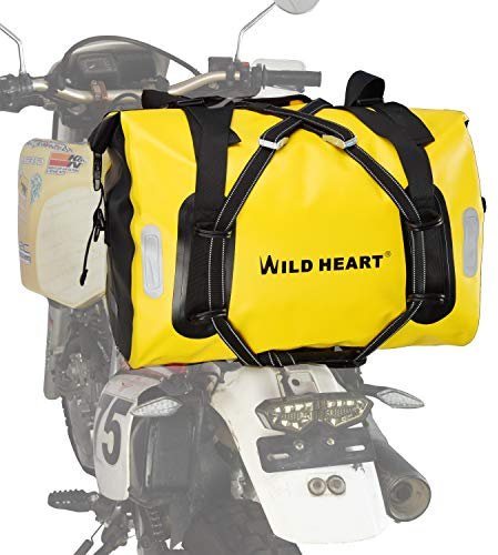 WILD HEART Motorradtasche Reisetasche 55L 66L 77L für Reisen, Motorradfahren, Radfahren, Wandern, Camping (55L gelb)