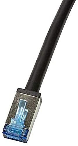 LogiLink Professional - Cable de Red para Exteriores (Cat. 6A, S/FTP, PVC + PE, 0,5 m), Color Negro