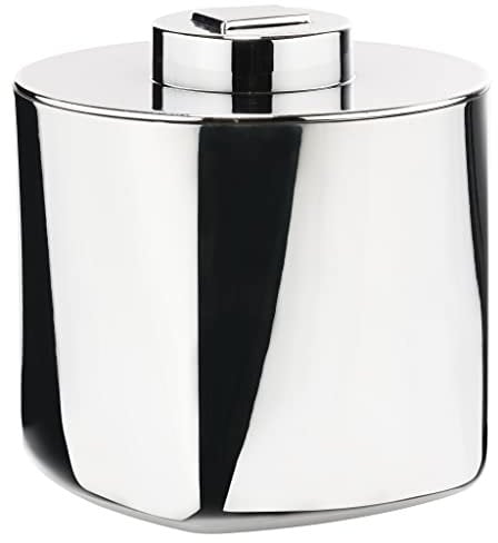 Zone Denmark Rocks Eiswürfelbehälter, Eiswürfel Eimer mit Zange, Hochwertiger Eisbehälter mit Deckel aus Edelstahl, Durchm. 13 cm, Höhe 12 cm, Polished Steel