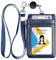 Teskyer ID Badge Holder with Retractable Lanyard, 4 Card Slots, Premium PU Leather ID Card Holder with Zipper Pocket, Easy Swipe ID Holder for Work ID, School ID, Metro Card and Access Card