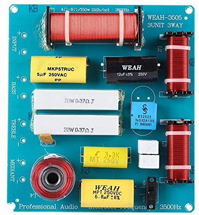 Topiky Frequenzteiler, Hochtöner Mediant Bass 3-Wege-Lautsprecher Crossover-Filter Audio Frequenzteiler 300W für DIY KTV Bühnenlautsprecher