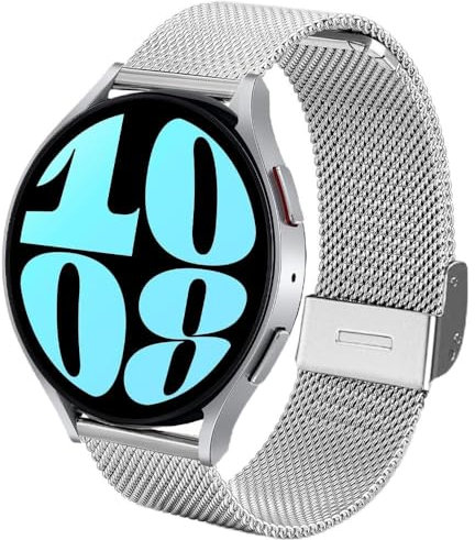 DEALELE Armband Kompatibel mit Samsung Galaxy Watch 4/4 Classic/Galaxy 5/5 Pro/Galaxy 3 41mm / Active 2, 20mm Edelstahl Metall Mesh Ersatz Armbänder für Huawei GT3 42mm / GT2 42mm, Silber