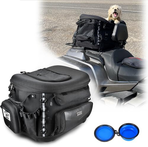 Sresk Motorrad Hundetragetasche, Rücksitz Fahrzeugmontierte Haustiertragetasche Reisetasche Katzentragetasche für Harley Trike Triumph Touring Street Glide Road King CVO (Schwarz)