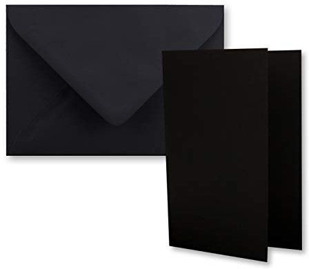 FarbenFroh by GUSTAV NEUSER 25x Faltkarten-Set DIN A7-10,5 x 7,4 cm - mit Umschlägen DIN C7 in Schwarz - Kleine Doppelkarten blanko zum Selbstgestalten und Bedrucken