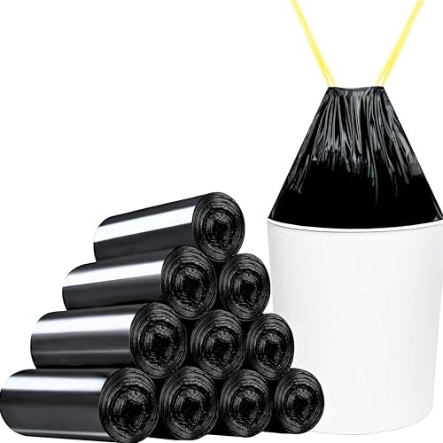 Toneco Müllbeutel 60L - MIT ZUGBAND - EXTRA BREIT & EXTRA STARK - 100 Beutel - reißfest & dicht - stabile Müllsäcke 60L - Fixierband Mülltüten -100% recycelt - für den Hausmüll - 4 Rollen à25 (100)