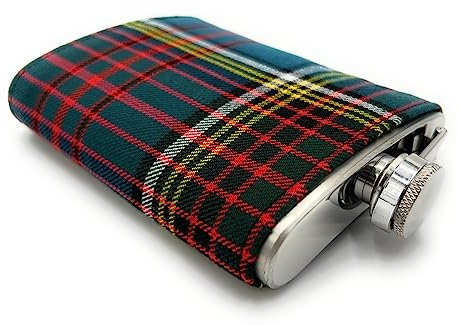 Anderson Tartan 8oz Hip Flask Stainless Steel Boxed